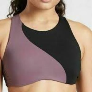 Asym Colorblock High Neck Bikini Top 36D/DD
